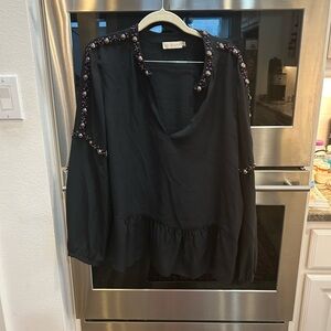 Tory Burch sheer Mezair Blouse with embellishments size 14 GUC